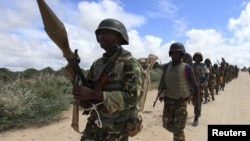 Un groupe d'hommes de la force de l'Union africaine (Amisom) en Somalie. 