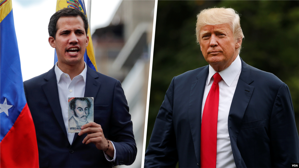 Lãnh đạo đối lập ở Venezuela, Juan Guaido (trái); Tổng thống Mỹ Donald Trump (phải)