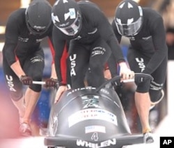 US Men's bobsled team during competition