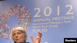 International Monetary Fund (IMF) Managing Director Christine Lagarde answers a questions during a news conference at the IMF and World Bank Annual Meetings in Tokyo, October 13, 2012.