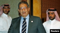 FILE - Amr Moussa in Doha, April 23, 2007.