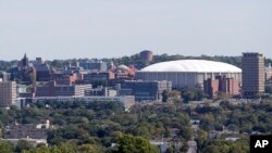 This Sept. 21, 2015, file photo, shows The Carrier Dome at Syracuse University in Syracuse, N.Y. (AP Photo/Mike Groll, File)