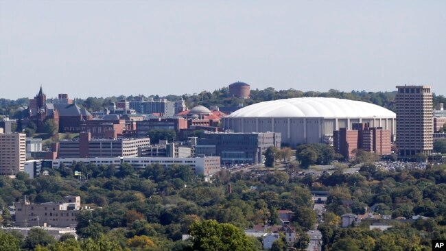 This Sept. 21, 2015, file photo, shows The Carrier Dome at Syracuse University in Syracuse, N.Y. (AP Photo/Mike Groll, File)