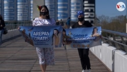 El Día de la Arepa también sirve para recolectar bienes de primera necesidad para enviar como ayuda humanitaria a quienes lo necesiten. Este año, la ciudad anfitriona fue Buenos Aires. Septiembre 11, 2021. Foto: Nicolás González - VOA.