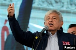 Mexico's President-elect Andres Manuel Lopez Obrador talks to supporters in Monterrey, Oct. 19, 2018.