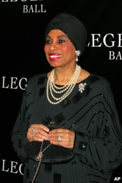 FILE - Opera singer Leontyne Price arrives at the Legends Ball, an award ceremony honoring her and 18 other women who paved the way in arts, entertainment and civil rights, in Santa Barbara, Calif., May 14, 2005.