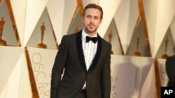 FILE - Ryan Gosling arrives at the Oscars at the Dolby Theatre in Los Angeles, Feb. 26, 2017.