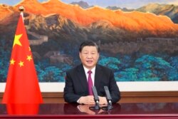 Presiden China Xi Jinping berpidato di KTT Perdagangan Jasa Global pada Pameran Internasional China untuk Perdagangan Jasa 2021 yang diadakan di Beijing pada Kamis, 2 September 2021. (Foto: via AP)