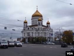 莫斯科市中心的救世主大教堂。莫斯科中山大学校址位于附近。(美国之音白桦拍摄)