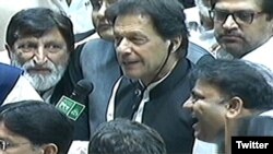 عمران خان وزیر اعظم منتخب ہونے کے بعد قومی اسمبلی میں تقریر کر رہے ہیں۔