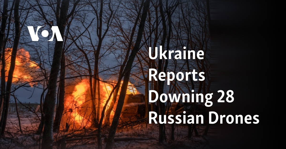 Ukraine Reports Downing 28 Russian Drones