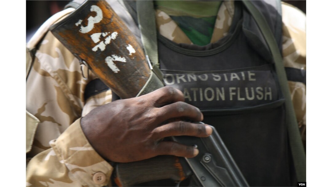 Some soldiers say Boko Haram militants fled when the Nigeria military advanced. Other said they were well armed and fought back. (VOA/Heather Murdock)