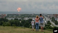 5 Ağustos 2019, Sibirya, Rusya - Askeri tesisteki patlama