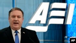 CIA Director Mike Pompeo speaks on intelligence issues at the American Enterprise Institute in Washington, Jan. 23, 2018. 