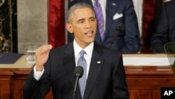 President Barack Obama gives his State of the Union address before a joint session of Congress on Capitol Hill in Washington, Jan. 20, 2015.