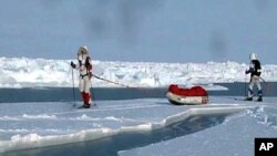 There was so little ice that explorers were forced to swim across open patches of water. They say, arctic explorers in the future will need boats rather than sleds