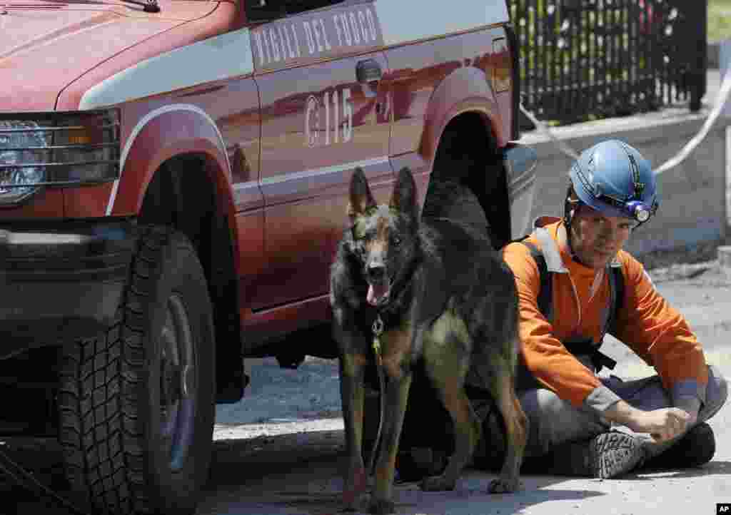 Місто Кавеццо. Пожежник та службовий пес.