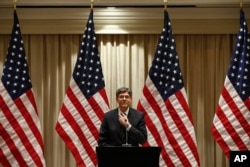 US Treasury Secretary Jacob Lew holds a press conference after sessions of the G20 Finance Ministers and Central Bank Governors Meeting at the Pudong Shangri-la Hotel in Shanghai, Feb. 27, 2016.