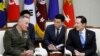 U.S. Chairman of the Joint Chiefs of Staff Gen. Joseph Dunford talks with South Korean Defence Minister Song Young-moo during their meeting at the Defence Ministry in Seoul, South Korea, Aug. 14, 2017. 