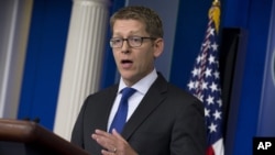 White House spokesman Jay Carney during the daily press briefing at the White House in Washington, June 24, 2013.