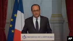 Le Président français Francois Hollande lors de la declaration de l'etat d'urgence le soir du 13 novembre 2015