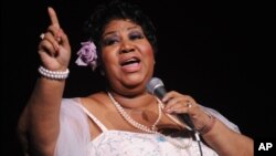 Aretha Franklin performs at Radio City Music Hall in New York, Mar. 21, 2008. 