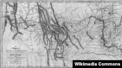 메리웨더 루이스와 윌리엄 클라크가 탐험 후 만든 지도. 