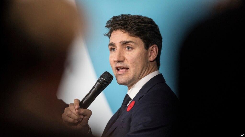 Primer ministro de CanadÃ¡, Justin Trudeau, durante la conmemoraciÃ³n en ParÃ­s del fin de la Primera Guerra Mundial.