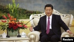 China's Vice President Xi Jinping speaks with Egypt's President Mohamed Mursi (not pictured) during a meeting at the Great Hall of the People, in Beijing August 29, 2012. 