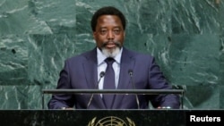 Joseph Kabila, president of the Democratic Republic of the Congo, addresses the 72nd General Assembly at U.N. headquarters in New York, Sept. 23, 2017.