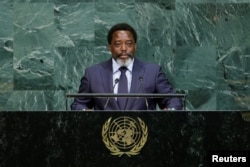 Joseph Kabila, president of the Democratic Republic of the Congo, addresses the 72nd General Assembly at U.N. headquarters in New York, Sept. 23, 2017.