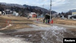 Melting show is seen at a ski resort in Hakuba village, central Japan on February 22, 2020. (Reuters/Jack Tarrant)