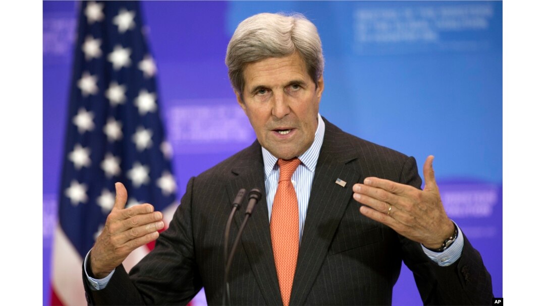 Secretary of State John Kerry speaks at the Meeting of the Ministers of the Global Coalition to Counter ISIL at the State Department in Washington, July 21, 2016. Kerry is "working very hard" to keep the cease-fire in Yemen in place.