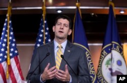 Speaker of the House Paul Ryan meets with reporters before a House showdown on immigration, at the Capitol in Washington, June 21, 2018.