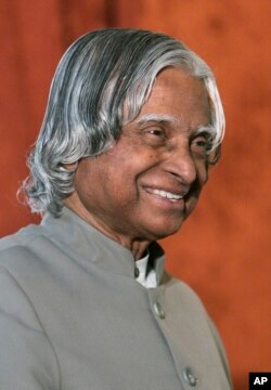 FILE - In this Jan. 19, 2008 photo, Former Indian President A.P.J. Abdul Kalam smiles during a function in Bangalore.