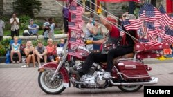 Harley Davidson motorcycle on parade.