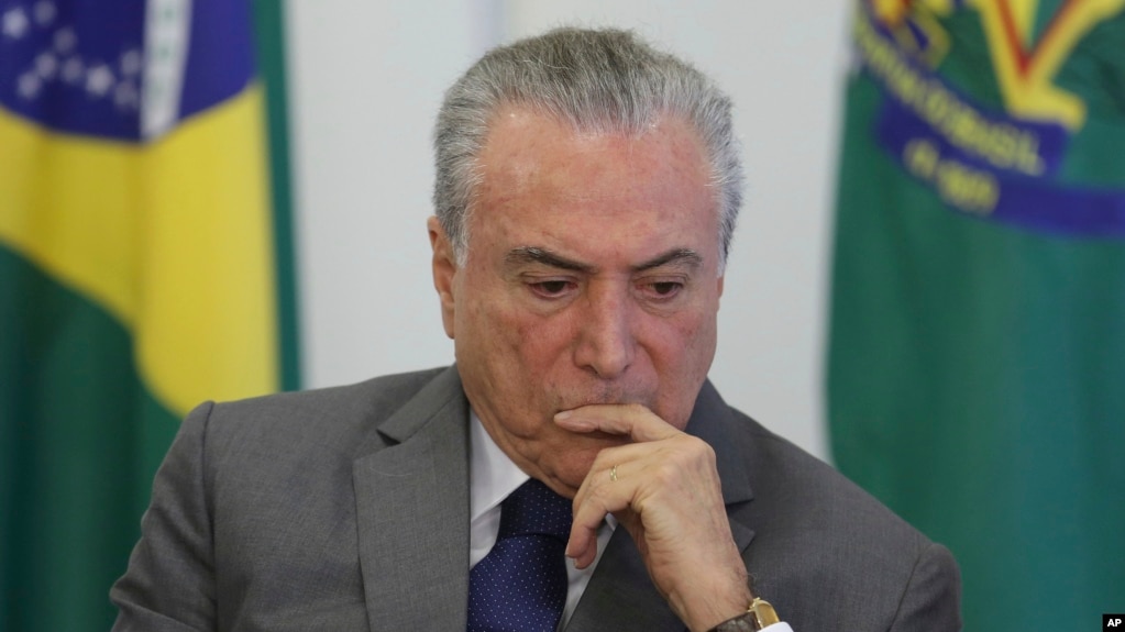 Brazil's President Michel Temer attends a ceremony at the Planalto presidential palace, in Brasilia, Brazil, April 12, 2017.