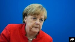 Nemačka kancelarka Angela Merkel na sastanku lidera Demohrišćanske unije, 18. juna. 