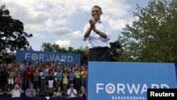 Presiden Barack Obama dalam kampanye di kota Rochester, New Hampshire (18/8). 