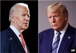 រូបផ្គុំ​គ្នា​រវាង​លោក Joe Biden និង​លោក​ប្រធានាធិបតី ដូណាល់ ត្រាំ។