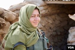 Aween, 29, an Iranian Azeri, says she fights for Kurdistan because it is inclusive of minorities. Nov. 2, 2016. (J. Dettmer/VOA)