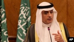 Saudi Foreign Minister Adel al-Jubeir speaks during a press conference in Amman, Jordan July 9, 2015. Al-Jubeir has accused Iran of interfering in Yemen and providing arms to Shi’ite Houthi rebels.