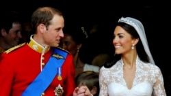 Prince William and Kate, Duchess of Cambridge, appear after the wedding