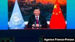 Chủ tịch Trung Quốc phát biểu trong một hội nghị của LHQ hồi tháng 10/2021.