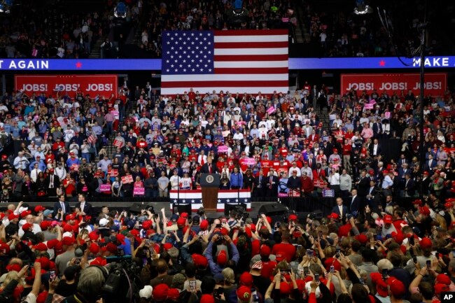 President Donald Trump speaks at a rally in Grand Rapids, Michigan, March 28, 2019.