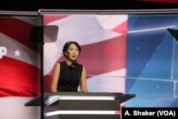 Dr. Lisa Shin, head of the Korean-Americans for Trump, tells the story of her parents, who immigrated to the U.S., during the Republican National Convention, July 21, 2016.