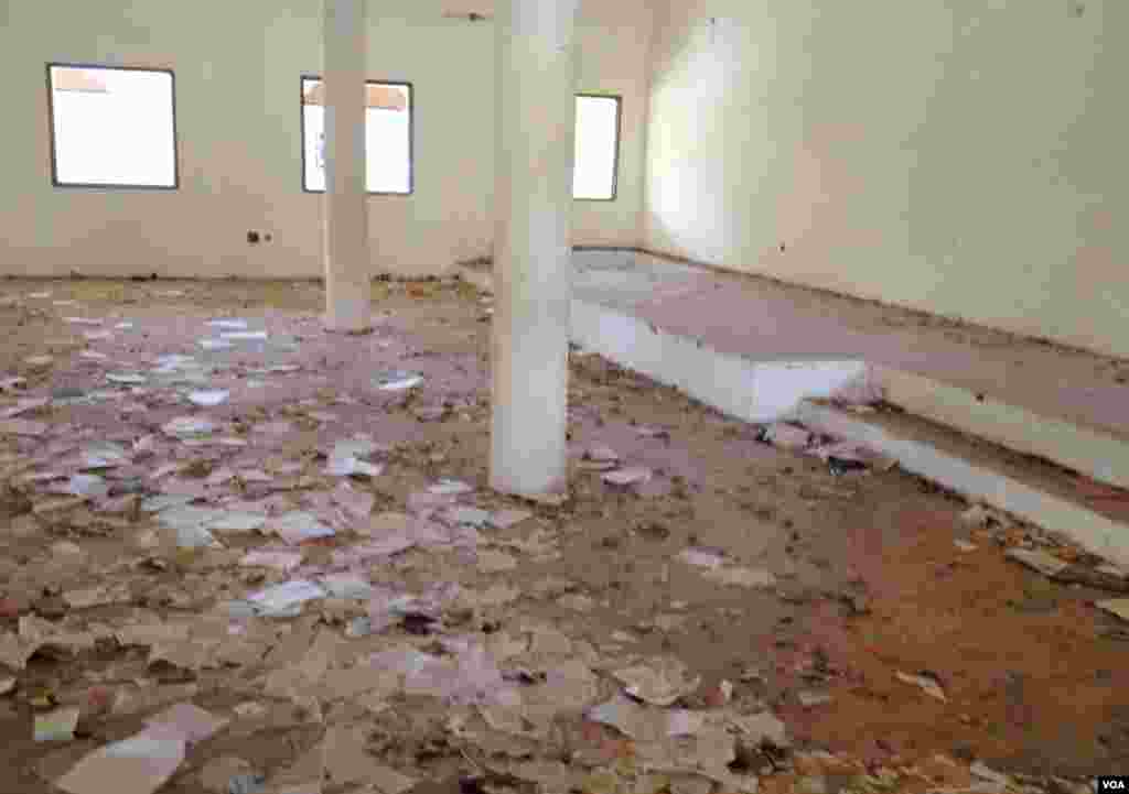 Inside a church destroyed by Islamists. (Idriss Fall/VOA)