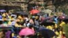 Supporters of Lesotho's All Basotho Convention (ABC) attend a campaign rally on February 22, 2015, in Maseru.