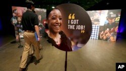 Job seekers walk into the Opportunity Fair and Forum employment event in Dallas, May 19, 2017. Nationwide unemployment for April was 4.4 percent; May's numbers will be released Friday.