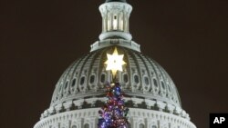A àrvore de Natal, em frente ao edifício do Capitólio, na capital americana